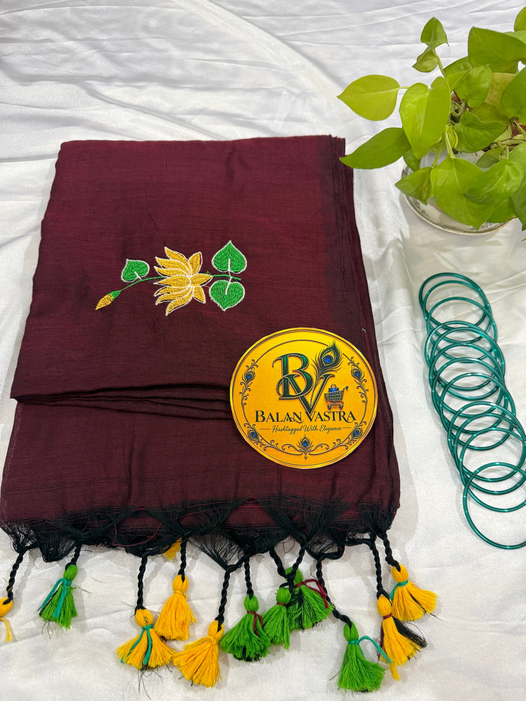 Pure Cotton Saree Coffee Brown with Floral and Tassels| Coffee Brown Cotton Saree | Pure Cotton Saree | Lightweight Saree | Dailywear Saree
