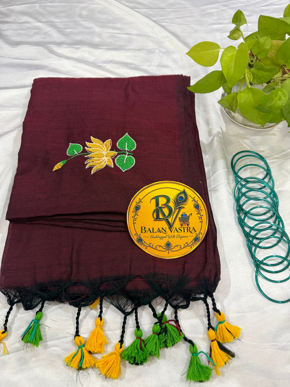 Pure Cotton Saree Coffee Brown with Floral and Tassels| Coffee Brown Cotton Saree | Pure Cotton Saree | Lightweight Saree | Dailywear Saree