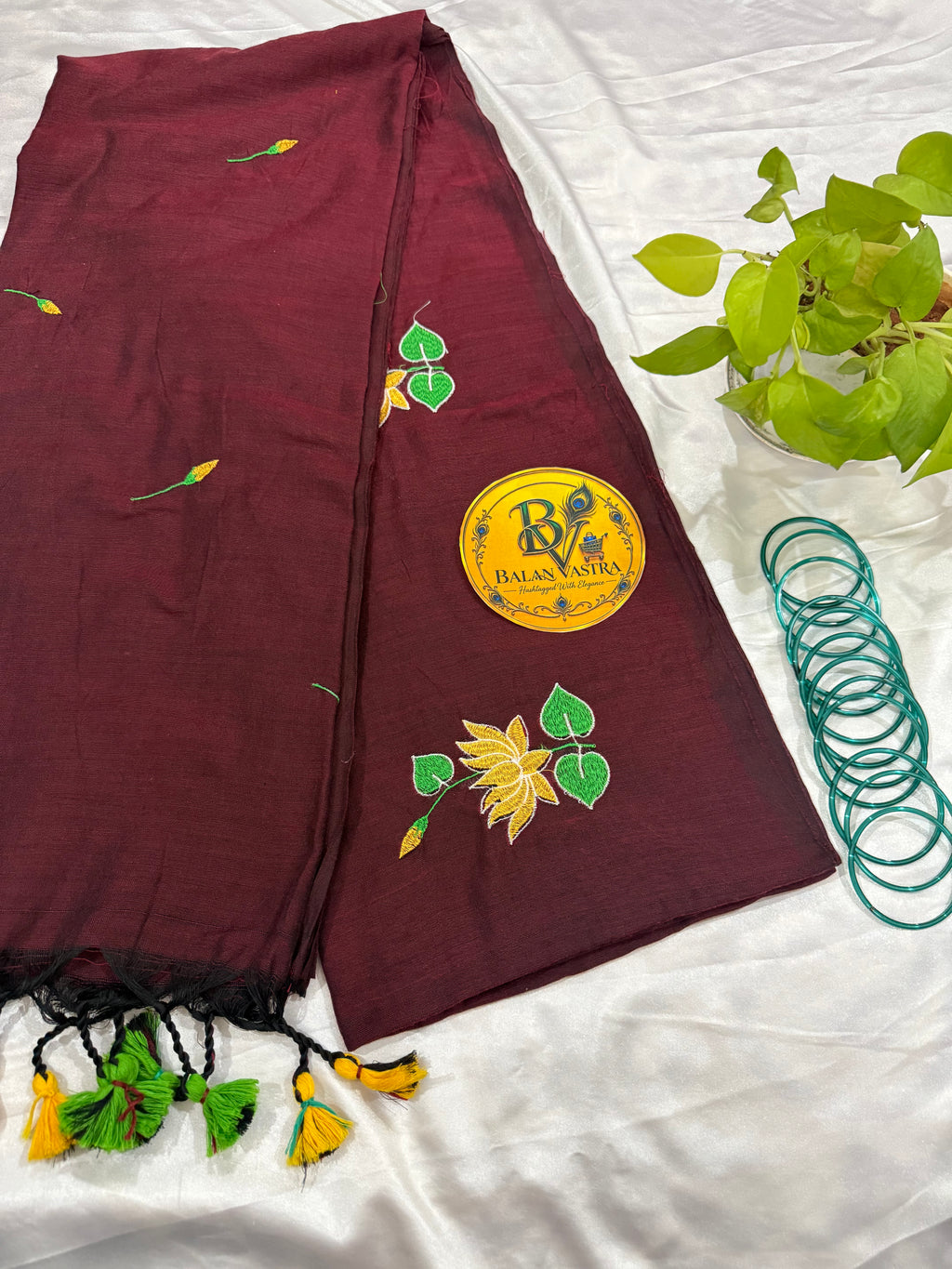 Pure Cotton Saree Coffee Brown with Floral and Tassels| Coffee Brown Cotton Saree | Pure Cotton Saree | Lightweight Saree | Dailywear Saree