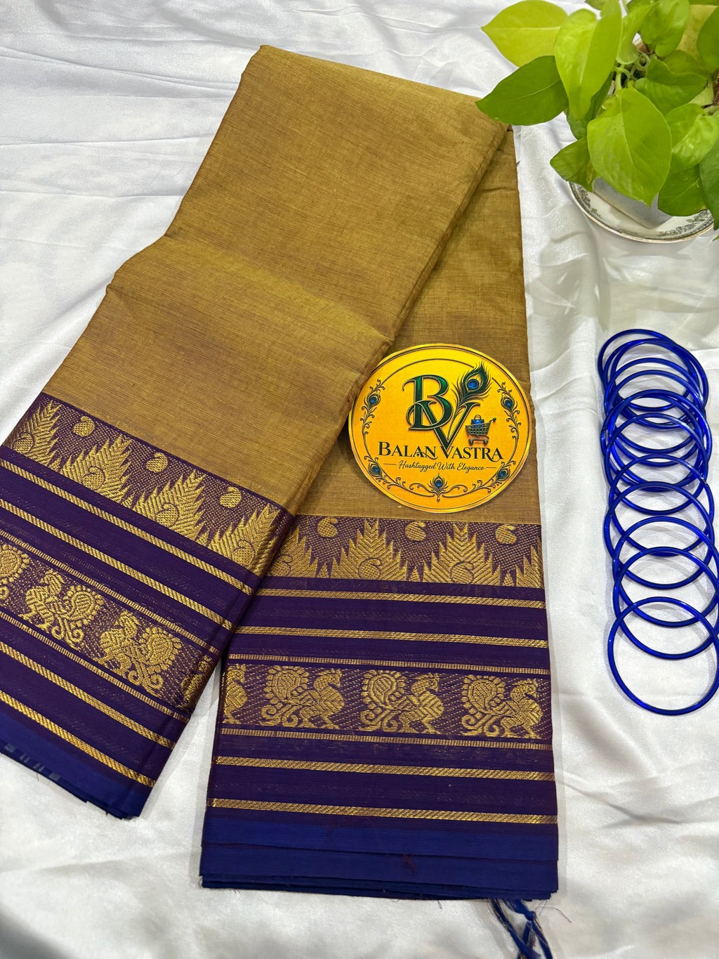 Gold and Purple Double Border Pure Kanchi Cotton Saree | Chettinad Pure Cotton Saree for Women | Soft Cotton Traditional Saree | Rich Gold Zari Border