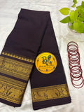 Coffee Brown Pure Kanchi Cotton Saree | Chettinad Pure Cotton Saree for Women | Soft Cotton Traditional Saree | Rich Gold Zari Border