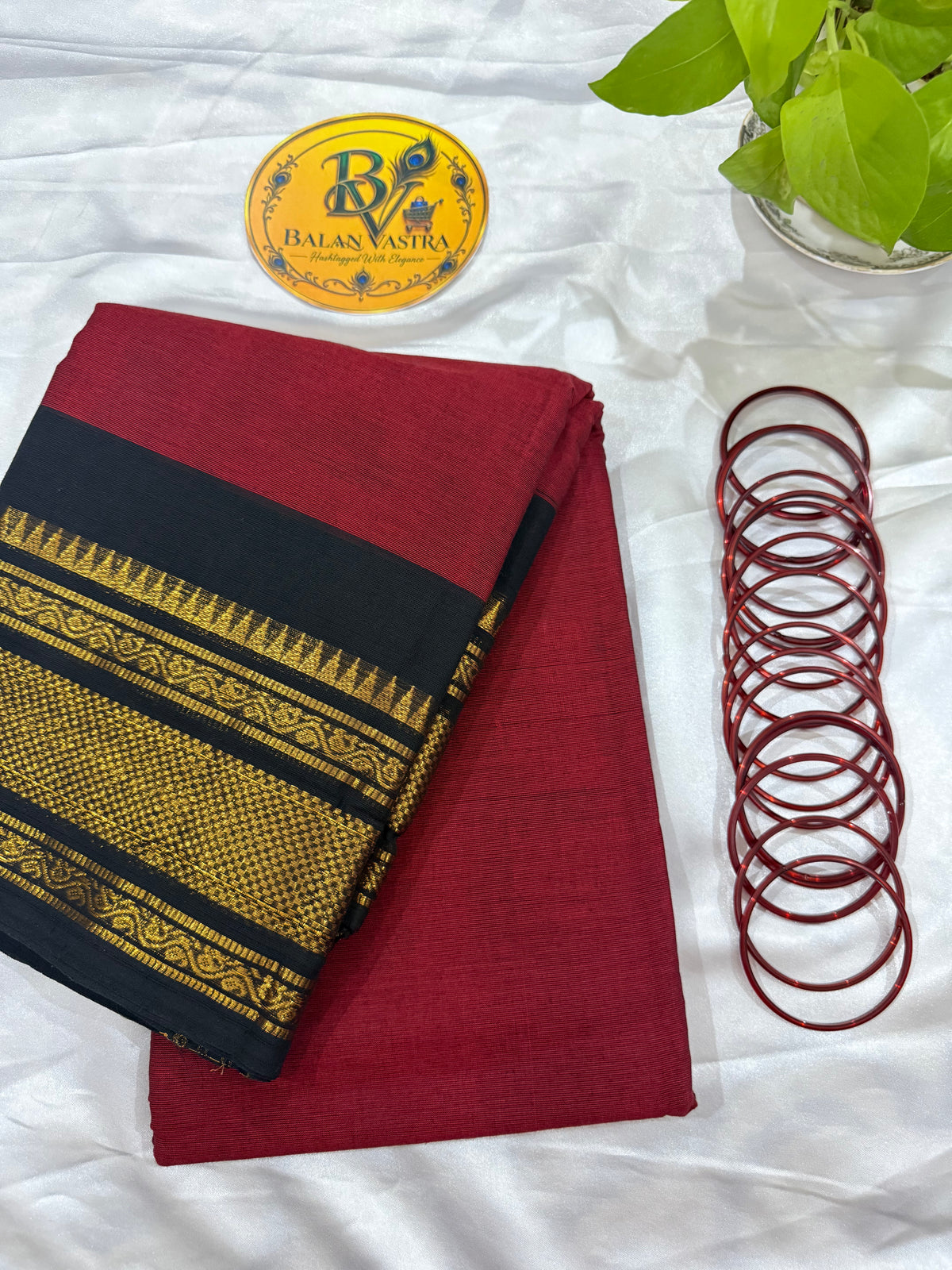 Red and Black Temple Double Border Pure Kanchi Cotton Saree | Chettinad Pure Cotton Saree for Women | Soft Cotton Traditional Saree | Rich Gold Zari Border