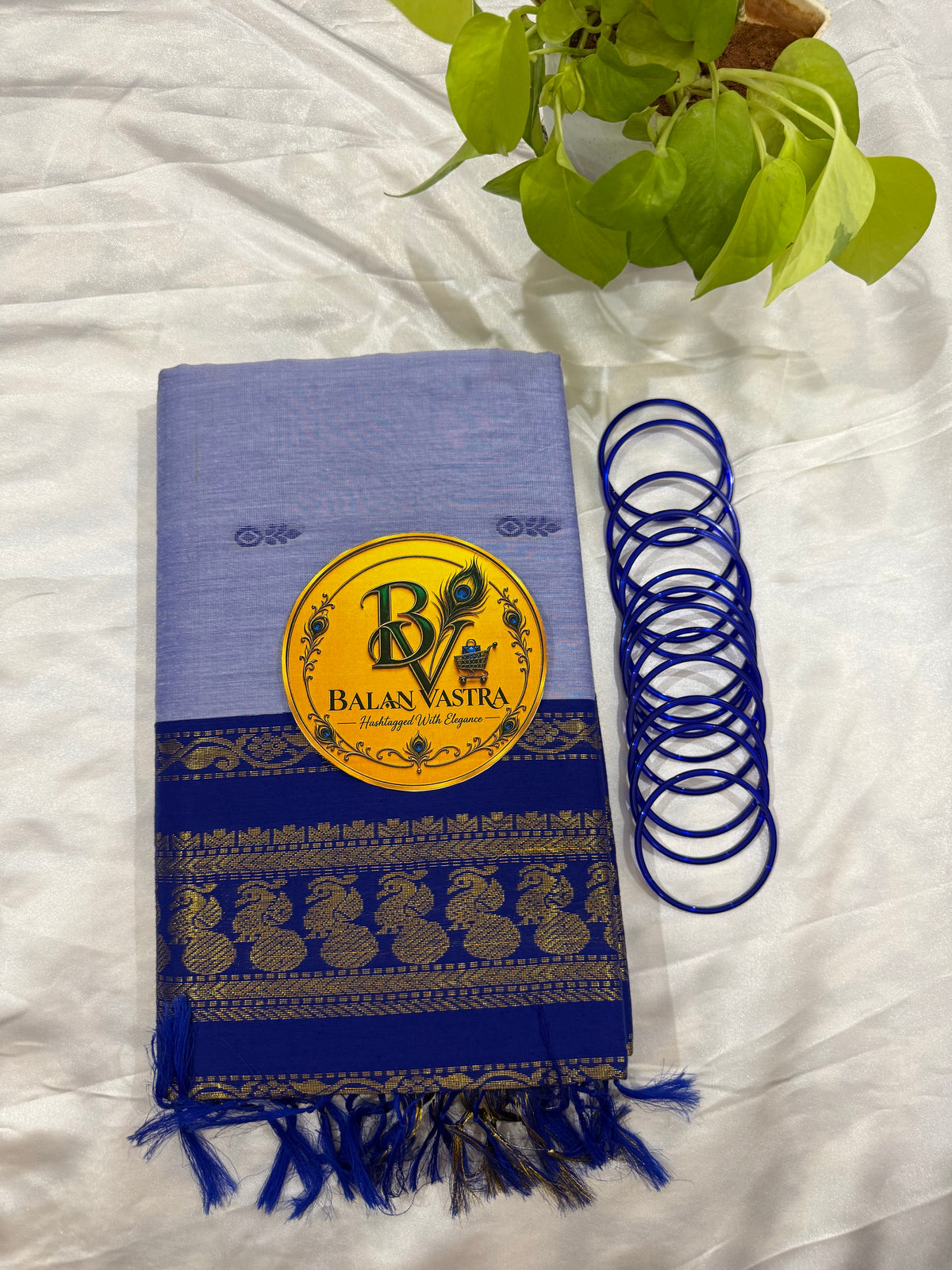 Pastel Blue and Dark Blue Pure Kalyani Cotton Saree with Zari Border | Kalyani Cotton Saree