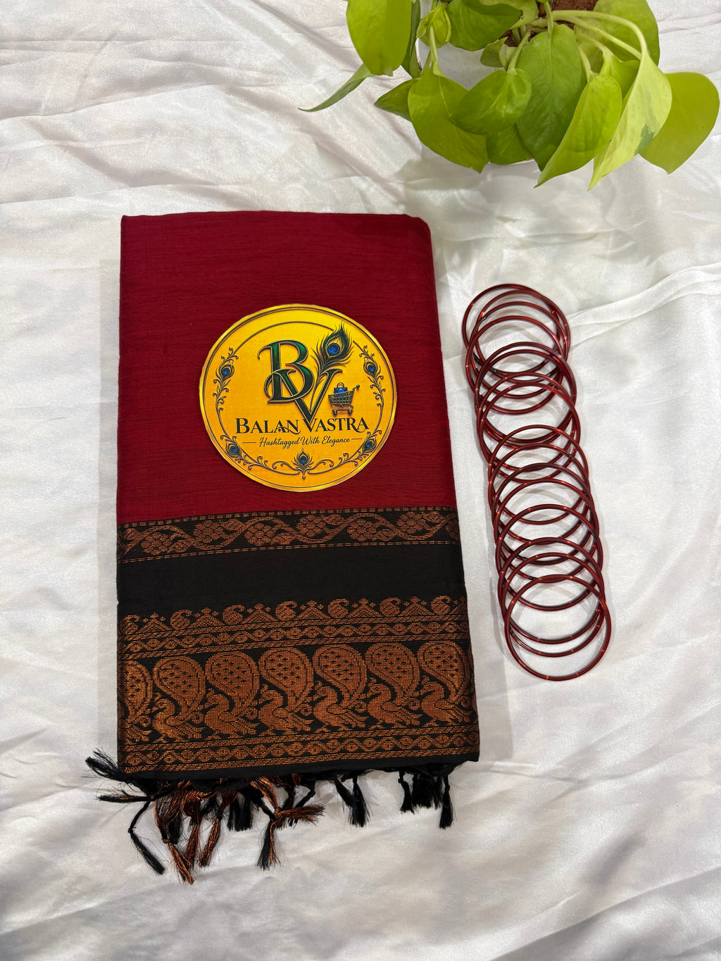 Red and Black Pure Kalyani Cotton Saree with Zari Border | Kalyani Cotton Saree