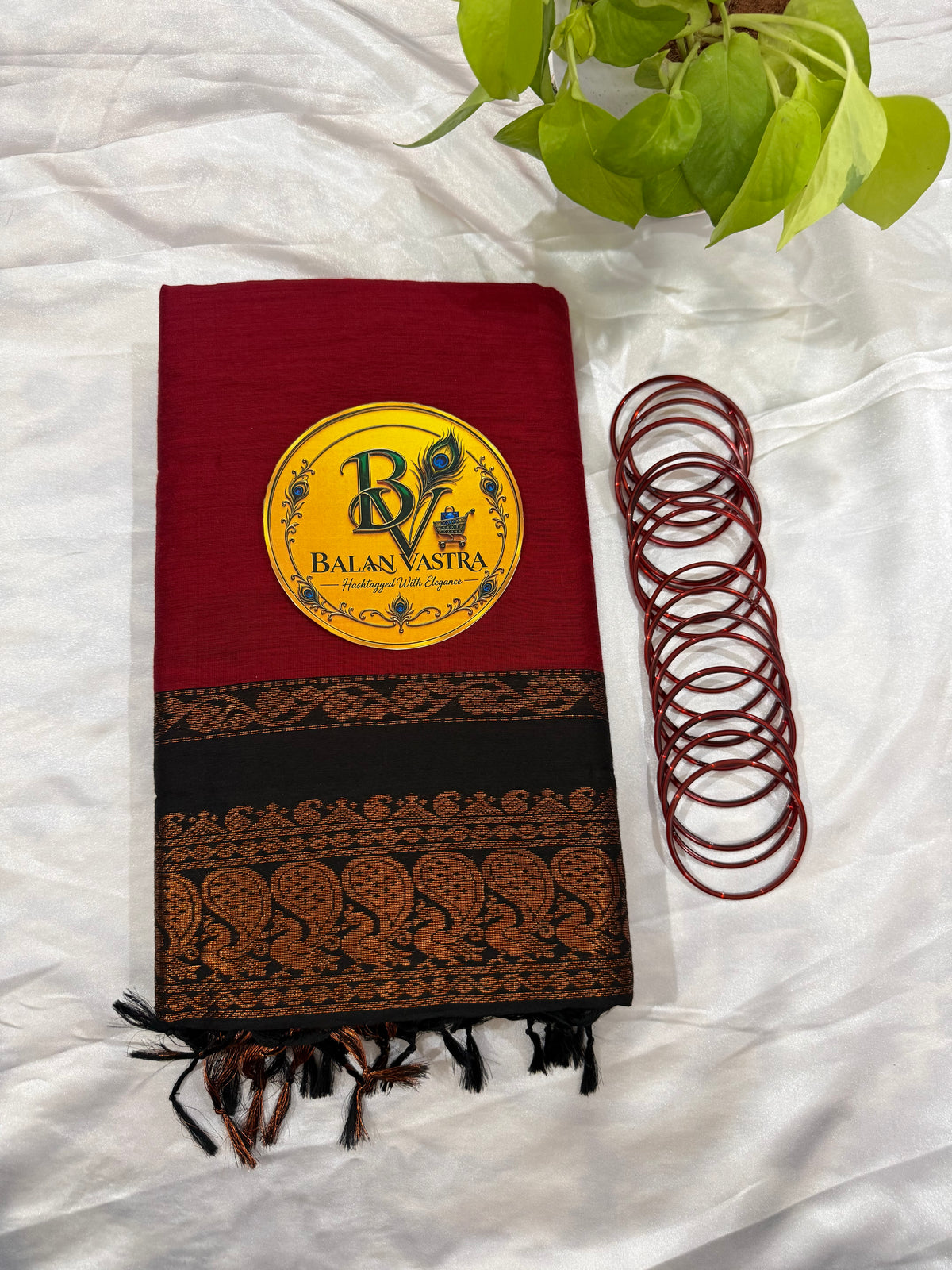 Red and Black Pure Kalyani Cotton Saree with Zari Border | Kalyani Cotton Saree