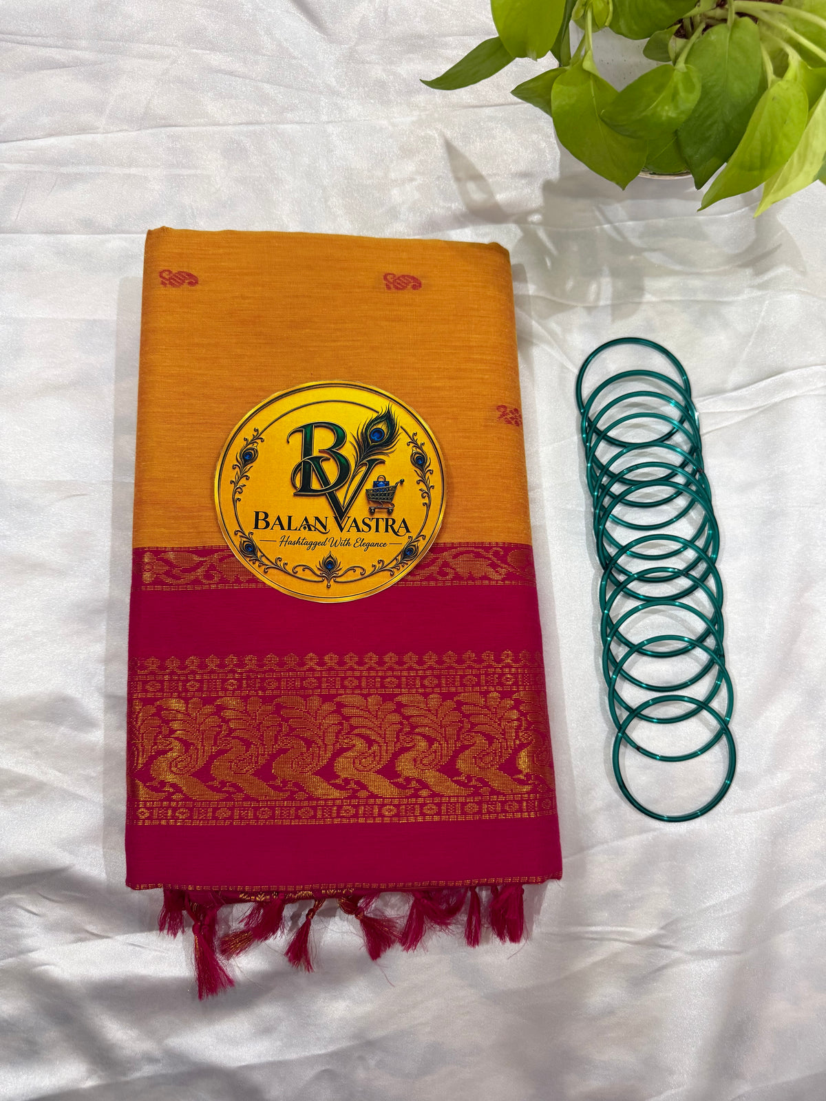 Mustard Yellow and Pink Pure Kalyani Cotton Saree with Zari Border | Kalyani Cotton Saree