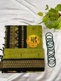 Green and Black Pure Kalyani Cotton Saree with Zari Border | Kalyani Cotton Saree