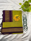 Green and Purple Pure Kalyani Cotton Saree with Zari Border | Kalyani Cotton Saree