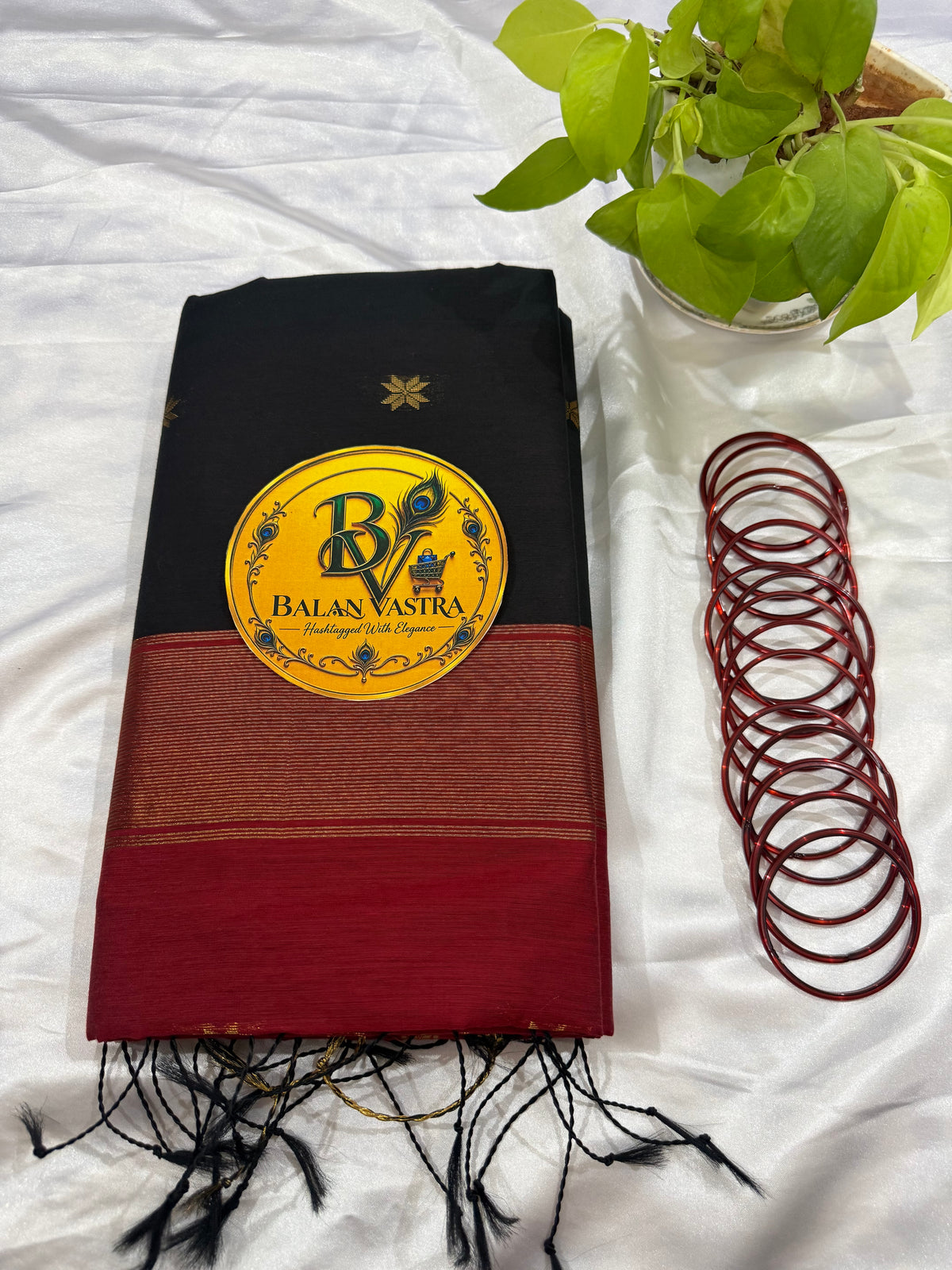 Black Saree with Gold Zari Border and Red Pallu Maheshwari Cotton Silk Saree for Women | Maheswari Pure Cotton Saree | Traditional Saree | Office Wear Saree | Daily Wear Saree | Festive Saree | Lightweight Saree