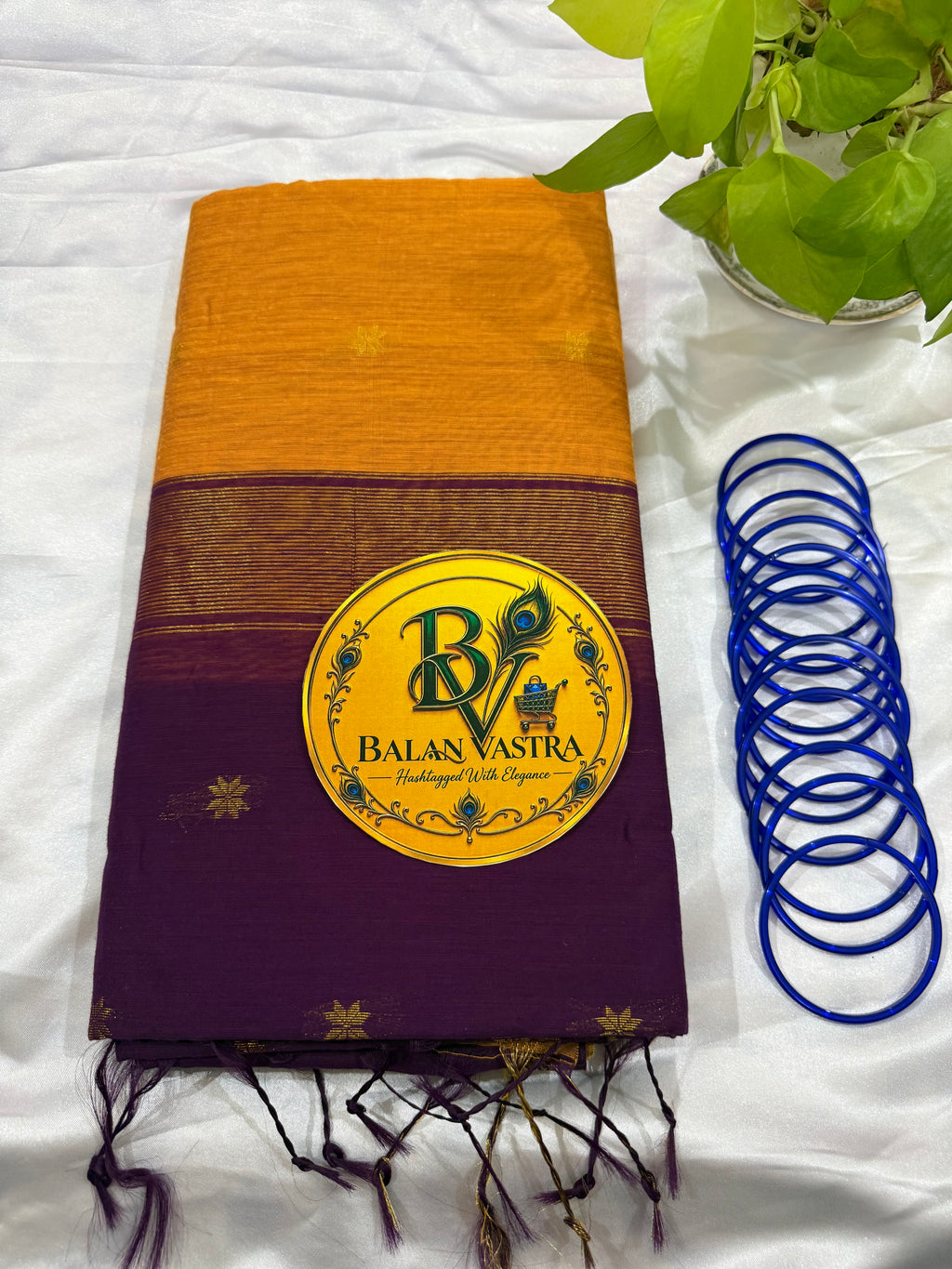 Yellow Saree with Gold Zari Border and Purple Pallu Maheshwari Cotton Silk Saree for Women | Maheswari Pure Cotton Saree | Traditional Saree | Office Wear Saree | Daily Wear Saree | Festive Saree | Lightweight Saree
