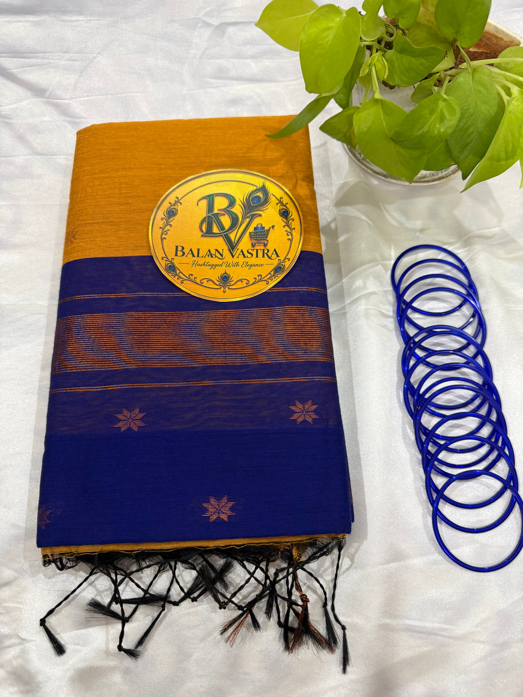 Yellow Saree with Gold Zari Border and Blue Pallu Maheshwari Cotton Silk Saree for Women | Maheswari Pure Cotton Saree | Traditional Saree | Office Wear Saree | Daily Wear Saree | Festive Saree | Lightweight Saree