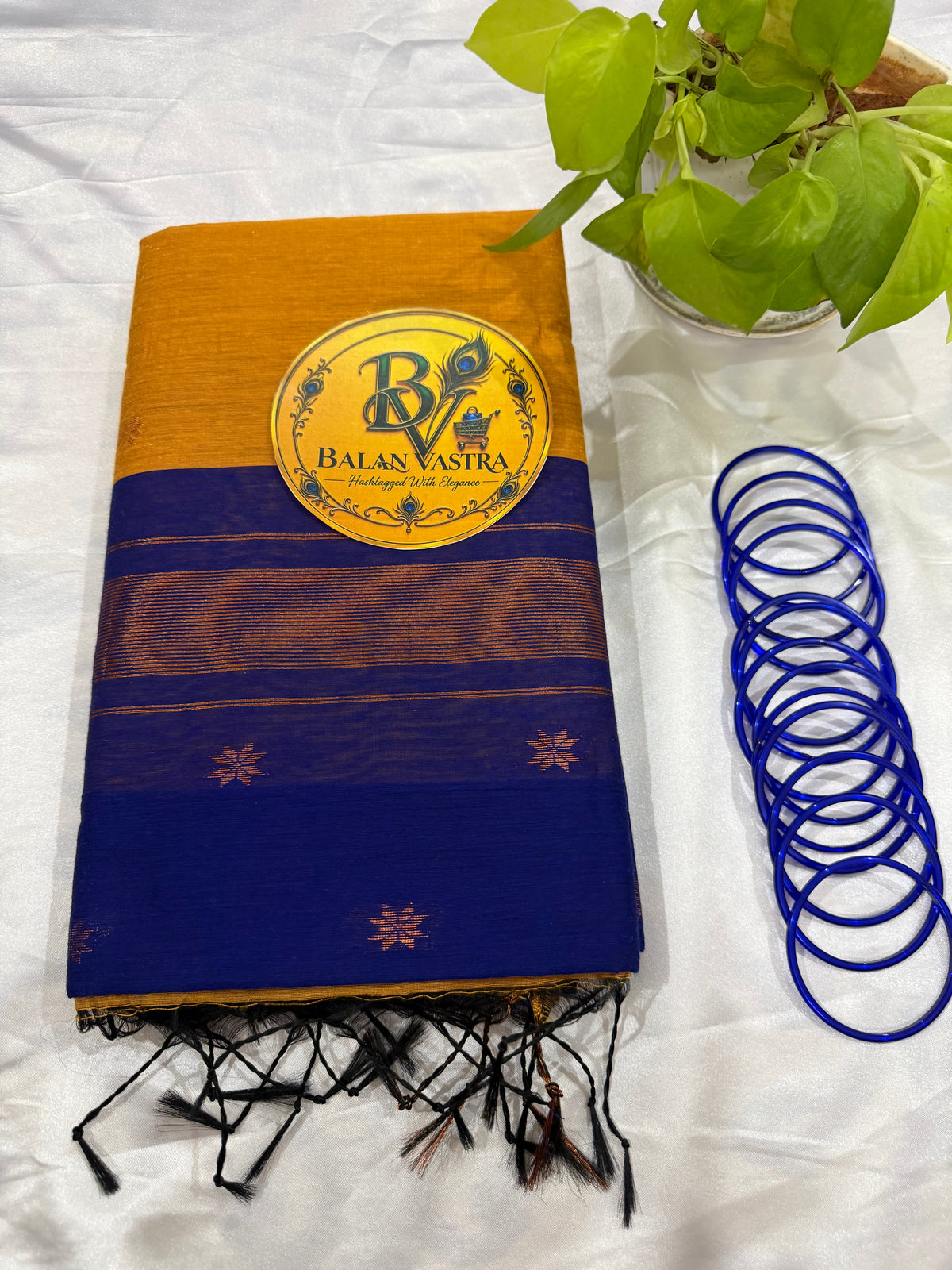 Yellow Saree with Gold Zari Border and Blue Pallu Maheshwari Cotton Silk Saree for Women | Maheswari Pure Cotton Saree | Traditional Saree | Office Wear Saree | Daily Wear Saree | Festive Saree | Lightweight Saree