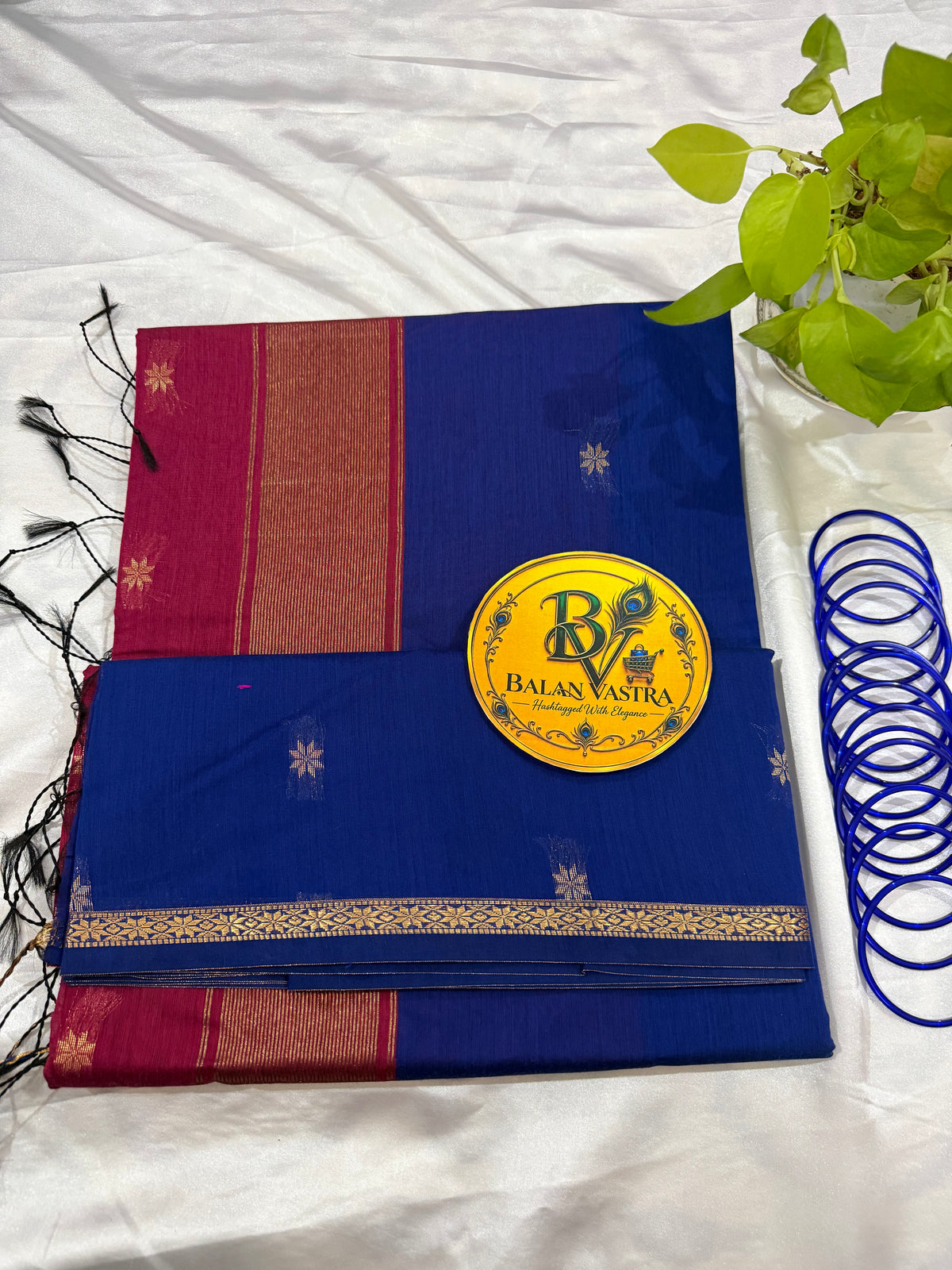 Blue Saree with Gold Zari Border and Pink Pallu Maheshwari Cotton Silk Saree for Women | Maheswari Pure Cotton Saree | Traditional Saree | Office Wear Saree | Daily Wear Saree | Festive Saree | Lightweight Saree