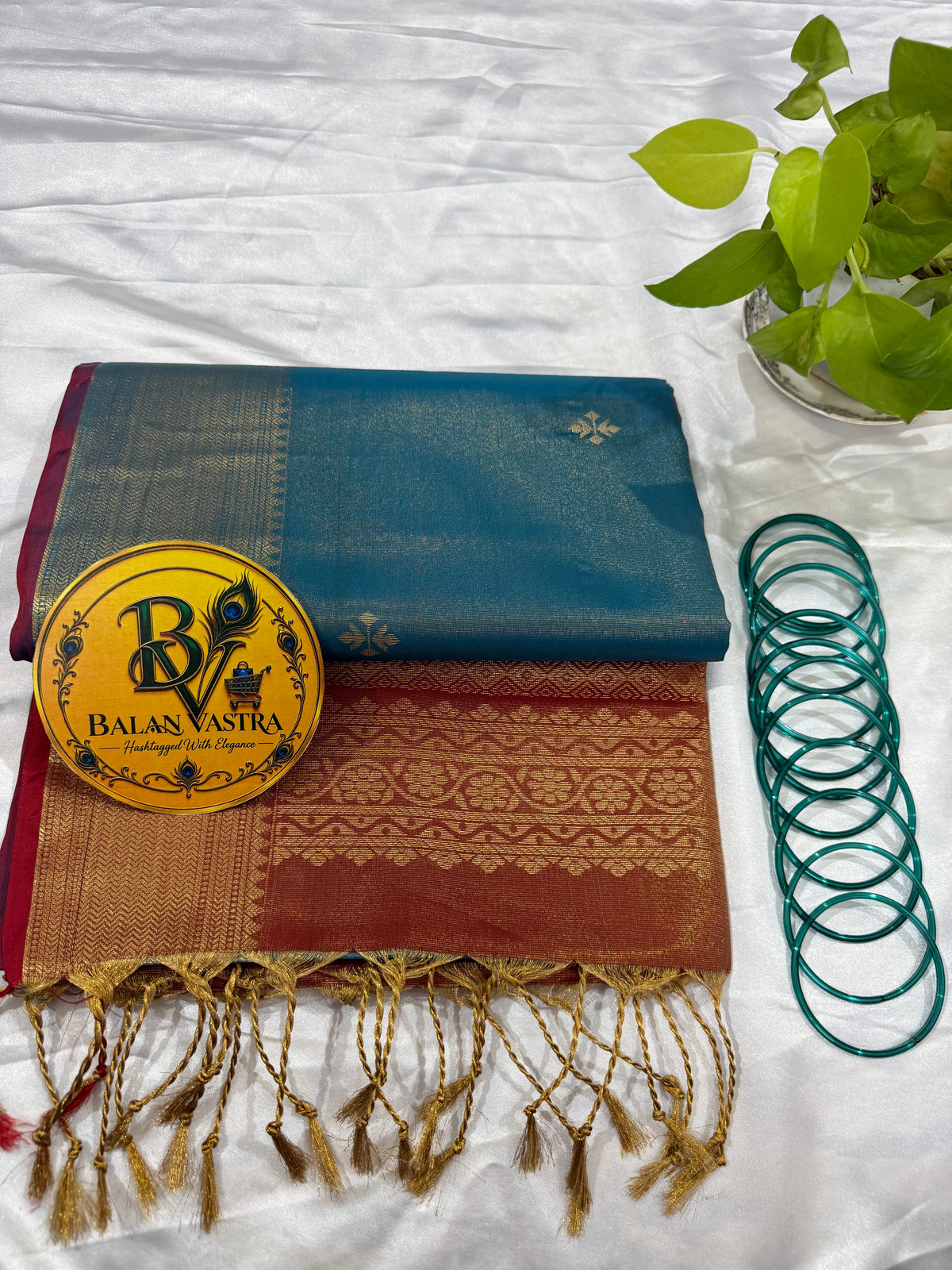 Blue Tissue Silk Saree with Maroon Zari Border for Women | Tissue Saree for Women | Lightweight Tissue Saree