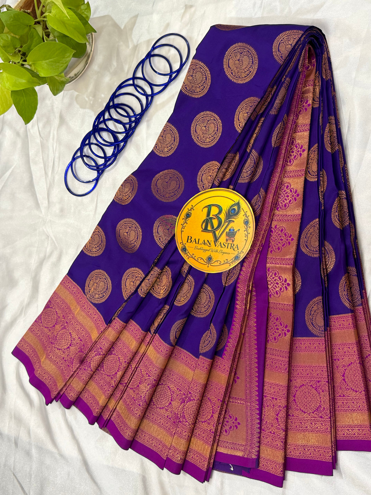 Premium Semi Silk Violet Saree | Violet & Pink Contrast Border Semi Silk Saree