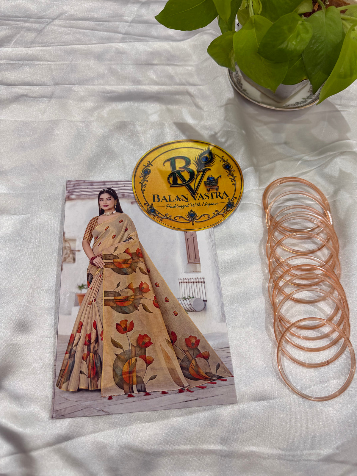 Gold Tissue Cotton Saree with Orange Tulip Floral and Tassels | Pure Cotton Gold Tissue Saree | Lightweight Saree | Tissue Saree | Onam Saree